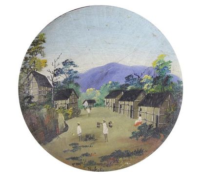 Gilbert RAKOTO (XIXe - XXe siècle) 
Deux scènes de villages malgaches.
Peintures...