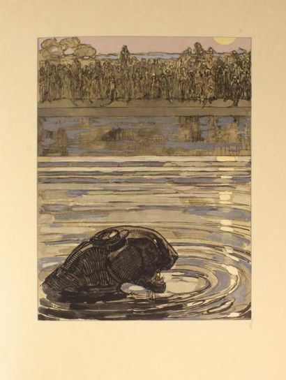 Paul JOUVE (1878 - 1973) 
La Chasse de Kaa, de Rudyard Kipling, illustré par Paul...