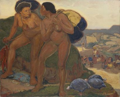 JEAN BOUCHAUD (1891 - 1977) 
Porteuse d'eau au Dahomey, 1937.
Importante huile sur...