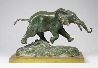 Antoine - Louis BARYE (1796 - 1875) 
Eléphant du Sénégal.
Epreuve en bronze à patine...