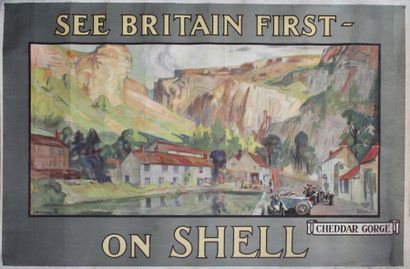 Charles FOUQUERAY (1869 - 1956) 
See Britan first on Shell. Cheddar gorge.
Affiche...