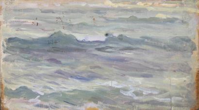 Charles FOUQUERAY (1869 - 1956) 
Coucher de soleil sur la mer et les vagues vers...