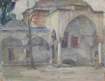 Charles FOUQUERAY (1869 - 1956) 
Mohamed Pacha Djami, Istambul 1919.
Huile sur panneau...