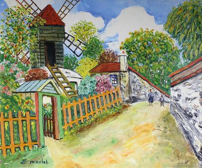 Elisée MACLET (1881-1962) 
Montmartre, le "Moulin à Poivre" vers 1935.
Huile sur...