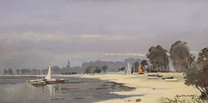 Gérard BARTHELEMY (1927-2016) 
Vers Port-Navalo.
Huile sur toile signée en bas à...