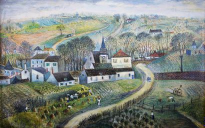 Jean RAFFY LE PERSAN (1920-2008) 
Vue de village.
Huile sur toile signée en bas à...
