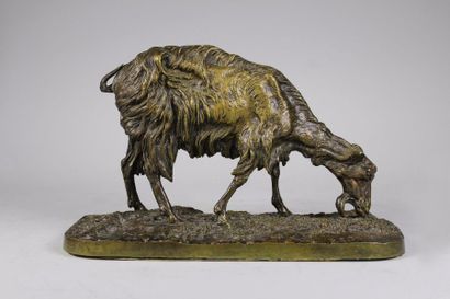 Pierre-Jules Mene (1810-1879) 
La chèvre.
Epreuve en bronze à patine brun nuancé....
