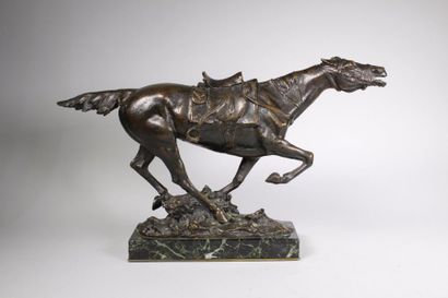 MAXIMILIEN LOUIS FIOT (1886-1953) 
Cheval au galop.
Epreuve en bronze à patine brun...