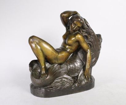 Jean Jacques FEUCHERE (1807-1852) 
Naïade, 1844.
Sujet porte-cigare en bronze à double...