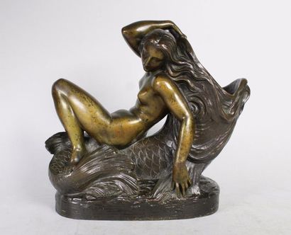 Jean Jacques FEUCHERE (1807-1852) 
Naïade, 1844.
Sujet porte-cigare en bronze à double...