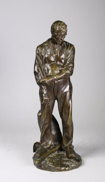 Aimé-Jules DALOU (1838-1902) 
Ouvrier remontant ses manches.
Epreuve en bronze à...