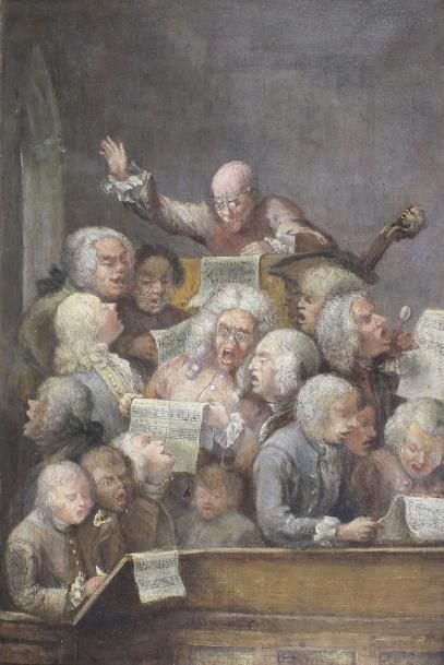 William HOGGARTH (dans le goût) (Ecole anglaise du XIXe siècle) 
The Chorus.
Huile...