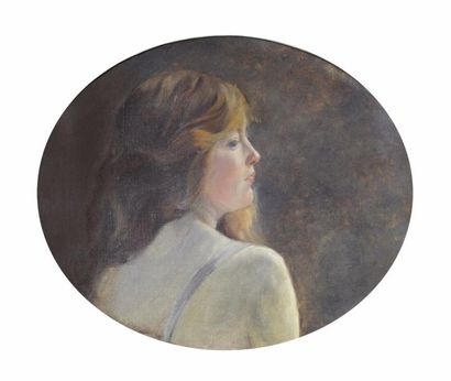 Friedrich August VON KAULBACH (1850-1920) (Attrib. à) 
Portrait de femme vue de dos.
Huile...
