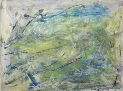 OMIROS (1927 - 2010) 
Composition abstraite.
Encre et aquarelle signée en bas à droite.
39...