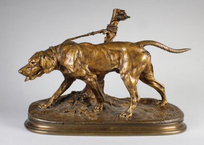 Pierre-Jules MENE (1810 - 1879) 
Chien limier.
Epreuve en bronze à patine brun frotté...