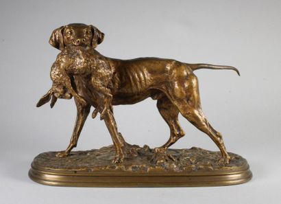 Pierre-Jules MENE (1810 - 1879) 
Chien braque (dit Briant) portant un lièvre n°1.
Epreuve...