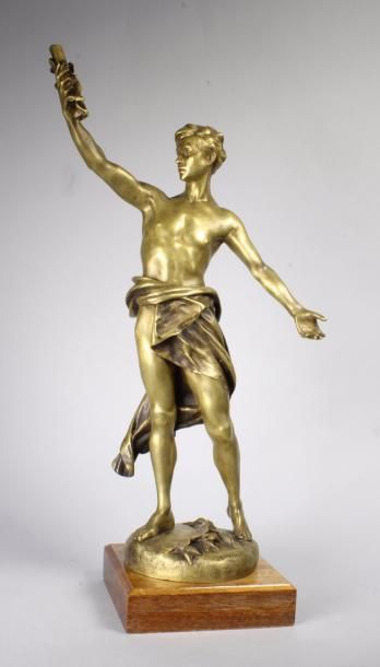 Lucien MADRASSI (1881 - 1956) 
Les palmes.
Epreuve en bronze à patine vieil or. Fonte...