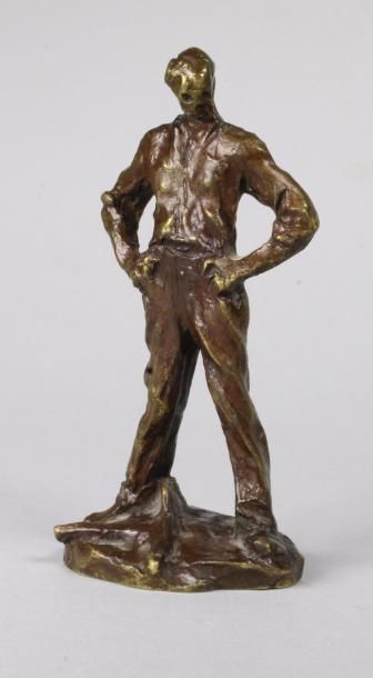 Aimé Jules DALOU (1838 - 1902) 
Ouvrier un outil à ses pieds.
Epreuve en bronze à...