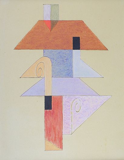 HENRI NOUVEAU (1901 - 1959) 
Composition maison, 1940.
Technique mixte sur papier...