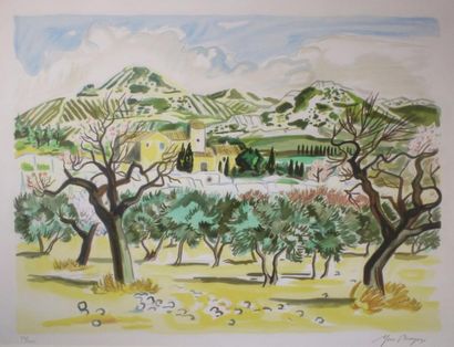 Yves BRAYER (1907-1990) 
Paysage de Provence.
Lithographie signée en bas à droite...
