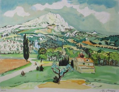 Yves Brayer (1907 - 1990) 
La Montagne Sainte-Victoire.
Lithographie sur papier Japon...