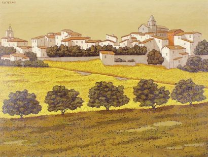 Georges SOTERAS (1917 - 1990) 
Paysage de Provence.
Huile sur toile.
54 x 72 cm.