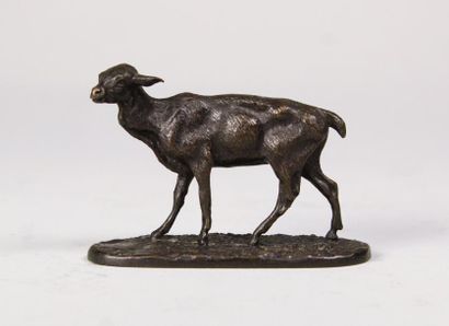 Pierre-Jules MENE (1810 - 1879) 
Le faon.
Rare épreuve en bronze à patine brun.
Fonte...