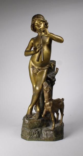ANGLES (XIXe siècle) 
Idylle.
Epreuve en bronze à patine brun doré.
Fonte d'édition...