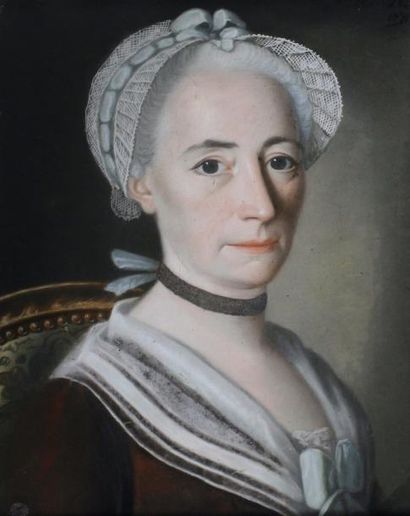Joseph DE SAINT-MICHEL (XVIIIe siècle) 
Portrait de femme à la coiffe de dentelle,...