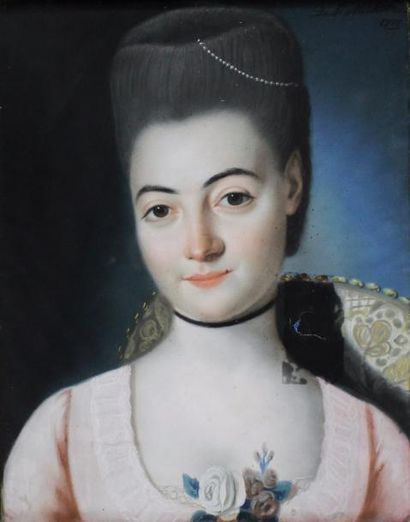 Joseph DE SAINT-MICHEL (XVIIIe siècle) 
Portrait d'élégante, 1772.
Pastel signé et...