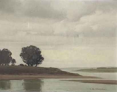 Pierre DE CLAUSADE (1910 - 1976) 
Paysage.
Huile sur toile.
27 x 34 cm.