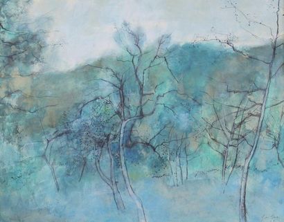Bernard GANTNER (né en 1928) Les arbres, 1969.
Encre et aquarelle signée et datée...