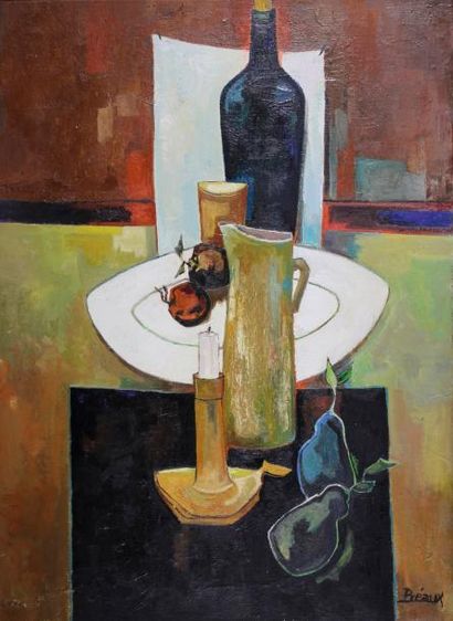 Raymond PREAUX (dit l'Agent) (1916 - 1997) Nature morte.
Peinture sur toile.
56 x...