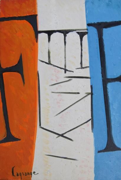 JACQUES LAGRANGE (1917 - 1995) Bleu - blanc - rouge 1976.
Huile sur toile signée...