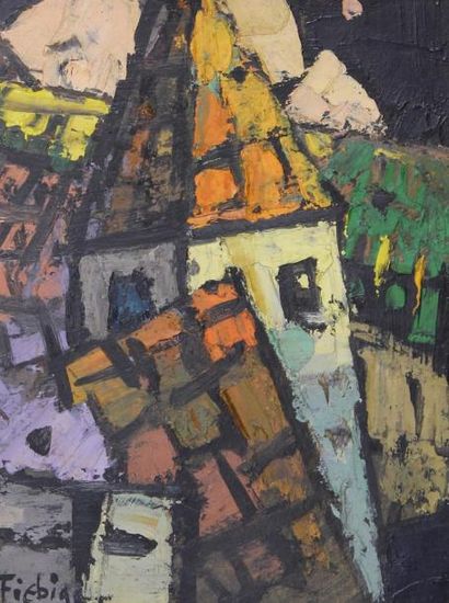 Frédéric FIEBIG (1885 - 1953) Paris, toits au crépuscule.
Peinture sur papier signé...