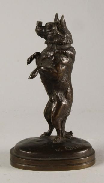Joseph Victor CHEMIN (1825 - 1901) Chien acrobate.
Epreuve en bronze à patine brun...
