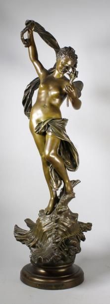 Lucas MADRASSI (1848 - 1919) La fée des mers.
Epreuve en bronze à patine brun clair...