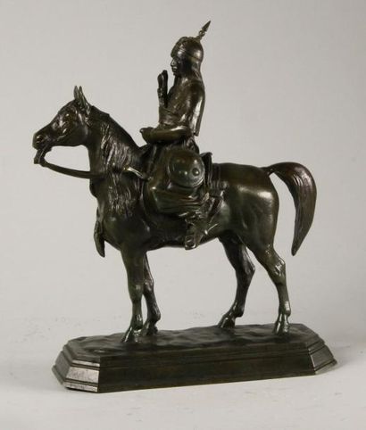 Antoine - Louis BARYE (1796 - 1875) Guerrier du Caucase.
Epreuve en bronze à patine...