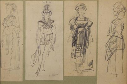 Alfred GRÉVIN (1827 - 1892) Suite de quatre études de costumes féminins.
Mine de...