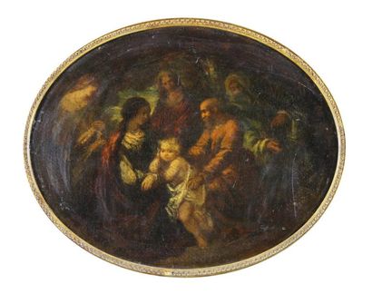 Narcisse Virgile DIAZ DE LA PEÑA (1807 - 1876) La Sainte Famille.
Toile ovale marouflée...