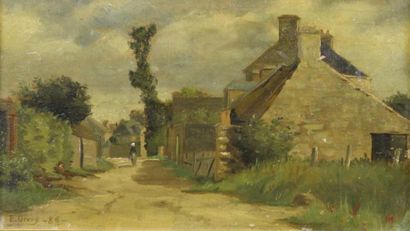 Paul GIVRY (XIX-XX) Rue de village animé, 1886.
Huile sur panneau signé et daté "86"...