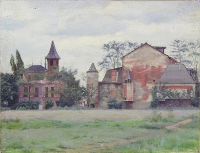 Gaston ANGLADE (1854 - 1919) Domaine vu des près, 1918 (?).
Huile sur toile signée...