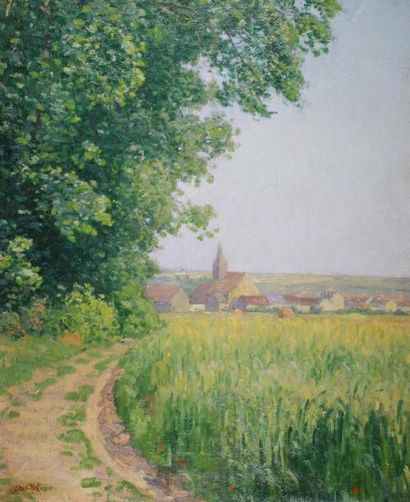 Léon GIRAN-MAX (1867 - 1927) Le chemin de campagne.
Huile sur toile signée en bas...