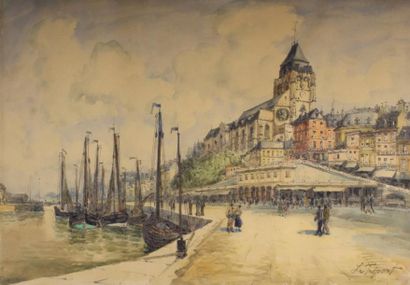FRANK-WILL (1900 - 1951) Le Tréport.
Aquarelle signée en bas à gauche, située en...