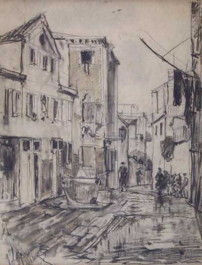 Georges LAPCHINE (1885 - 1950/51) Vues de Venise.
Ensemble de sept études à la mine...