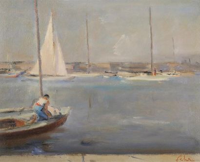 Henri FEHR (1890 - 1974) Marine.
Huile sur toile.
33 x 41 cm.
