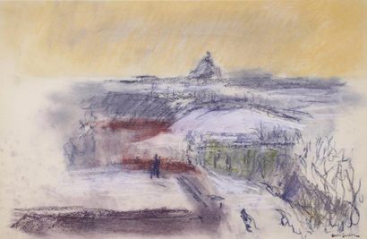 André BARBIER (1883 - 1970) Paris sous la neige.
Pastel signé en bas à droite.
30,5...