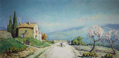 Joseph HURARD (1887 - 1956) Route blanche à Gadagne près de la fontaine de Vaucluse...