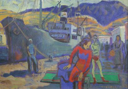 MAURICE GEORGES PONCELET (1897 - 1978) Vue du port Vendres à Collioure.
Huile sur...