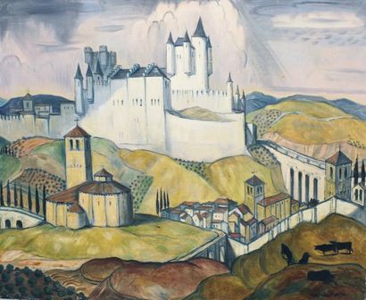 André MAIRE (1898 - 1984) Le château de Ségovie.
Huile sur isorel signé en bas à...